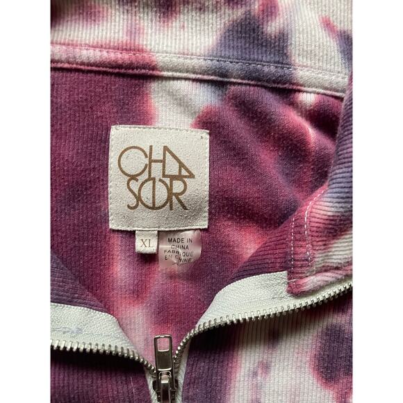 CHASER Womens/Teen Thermal Tie Dye Quarter Zip Size XL zip Henley Ribbed - Picture 5 of 6